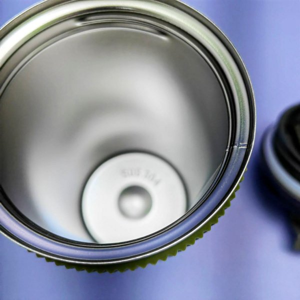 Термокружка с прорезиненным покрытием 450 мл. / Термостакан из нержавеющей стали, Зеленый цвет